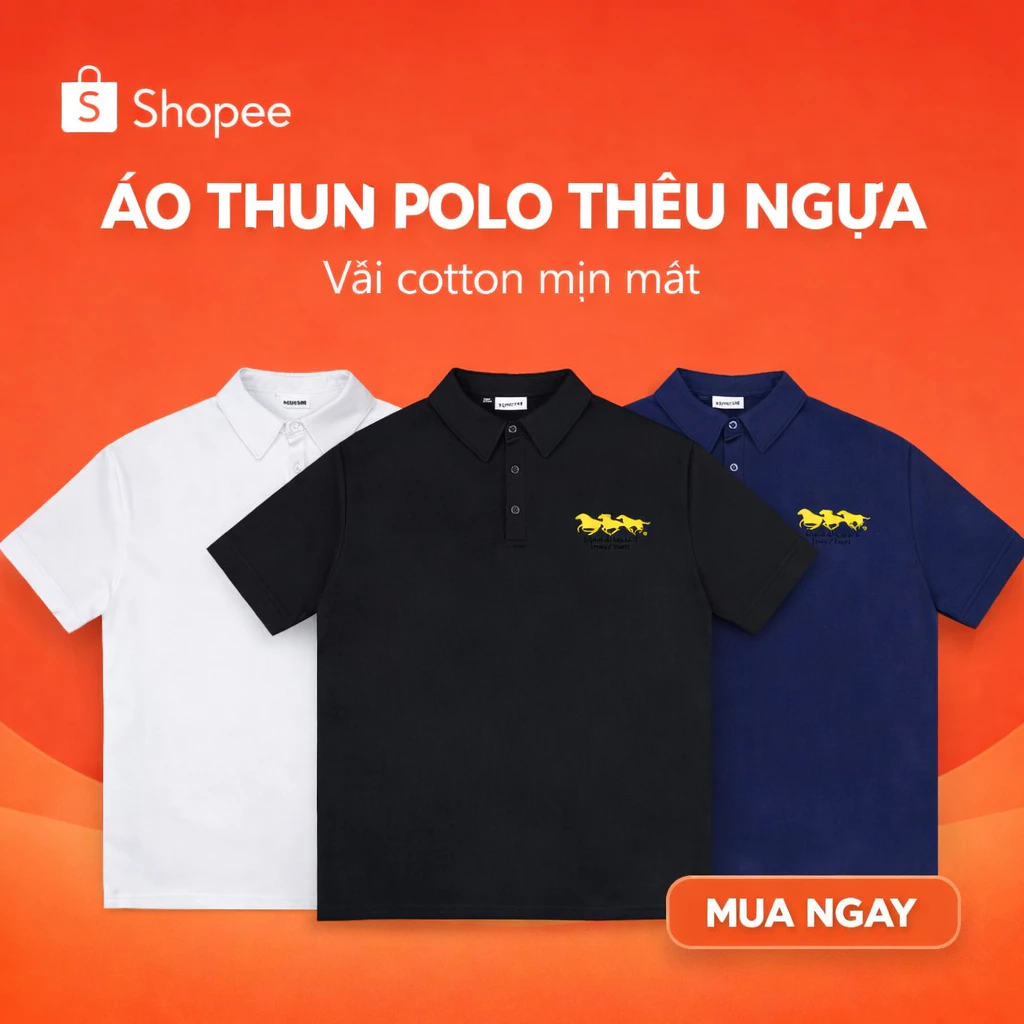 (Collection TET 2026) Áo Polo Thêu Ngựa tinh tế, sắc nét, vải thun cotton dày dặn, mịn mát  form regular form tôn dáng