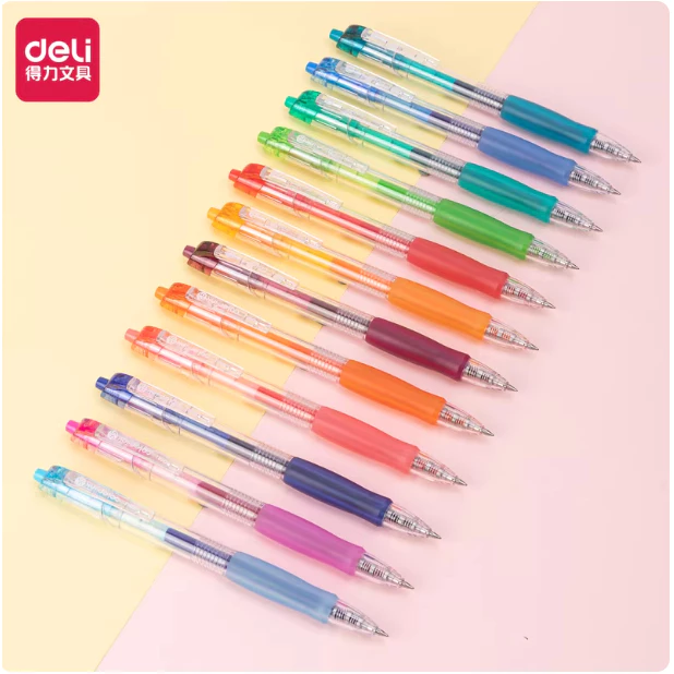 [MUA 3 GIẢM 30%] Bút bi nước mực gel bấm EG118 nhiều màu 0.5mm Deli xinh xắn nhanh khô viết đều nhiều mực +40 màu