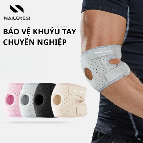 Băng bảo vệ khuỷu tay NAILEKESI, đệm silicon dày dặn ổn định khớp thoáng khí NLKS 7406