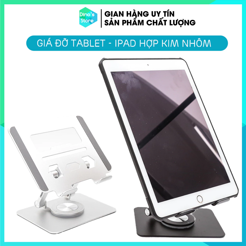 Giá đỡ Máy tính bảng giá kê Ipad điện thoại  Công thái học - Đế tản nhiệt hợp kim nhôm xoay 360 độ xoay gập P12