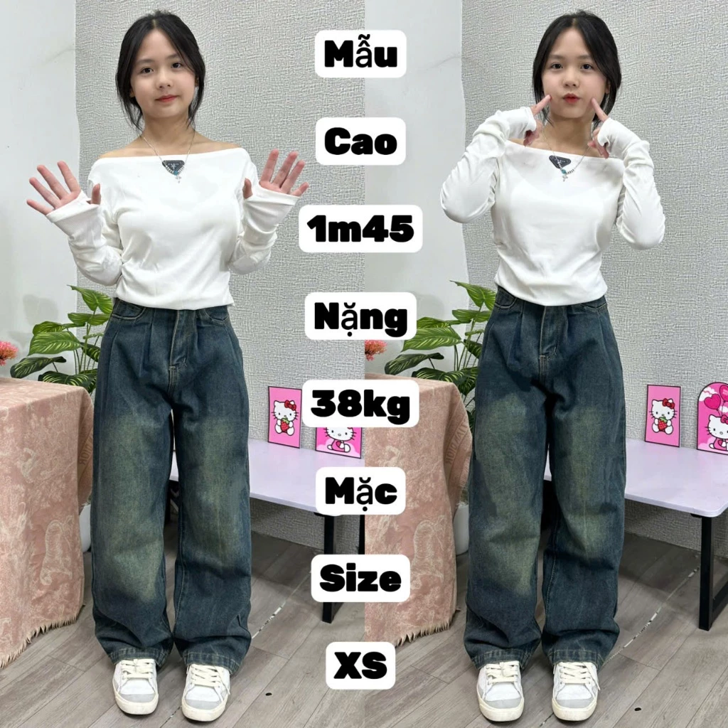 (Jean Nấm size nhỏ) Quần Jean Nữ xếp li eo nhúm màu retro dài 90cm cho nấm ùn 1m40 1m45 1m50 size xs