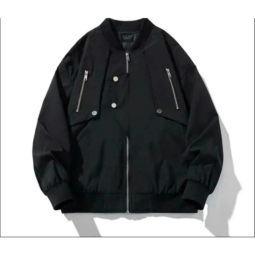 Áo Khoác Bomber Gió 2 Lớp Phối Cúc Bấm Khoá Ngực Đẹp Unisex Nam Nữ Mặc Đi Chơi,Đi Làm Siêu Đẹp