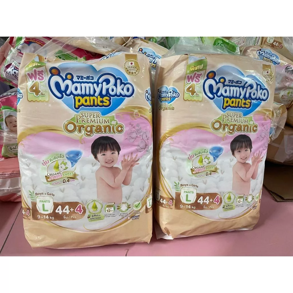 Tã quần MAMYPOKO SUPER PREMIUM ORGANIC M62, L48, XL38, XXL32 mềm mại, thấm hút siêu đỉnh