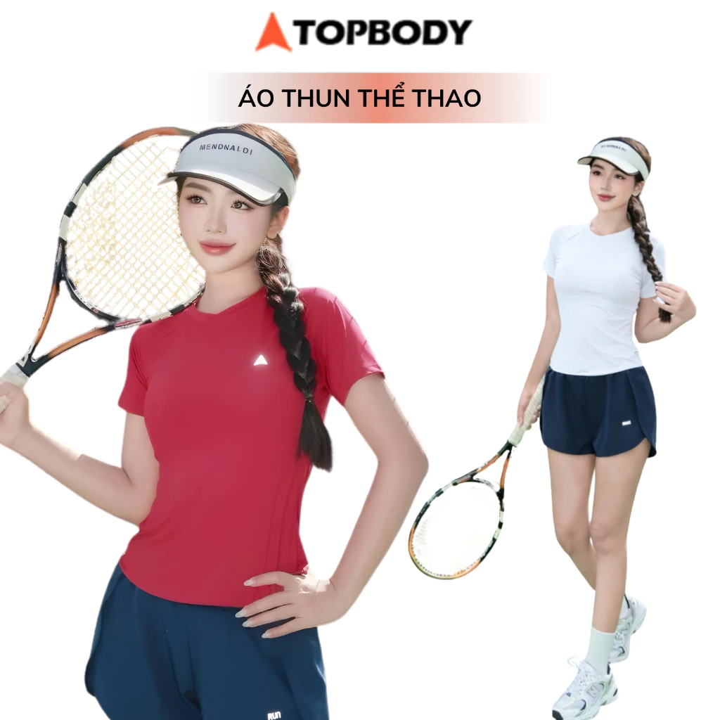 Áo thun thể thao nữ tập gym yoga có BIGSIZE Running Tee Topbody Wear cổ tròn ngắn tay vải thoáng mát co giãn - AOCOC05