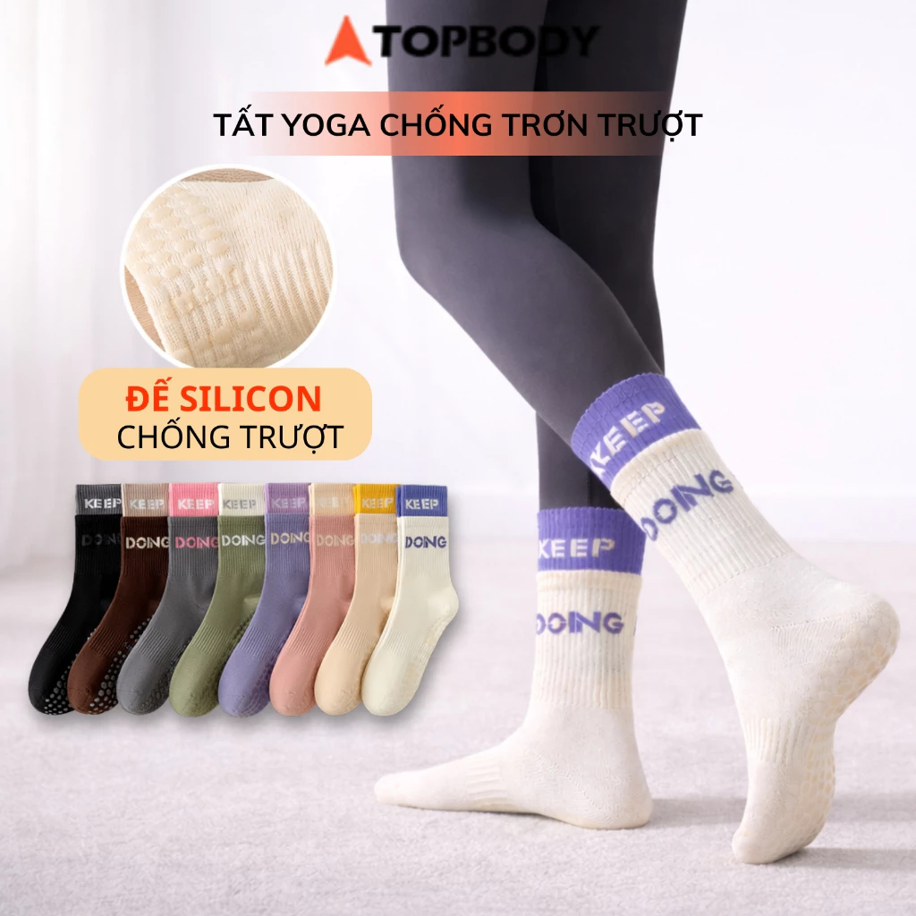 Tất Tập Yoga, Vớ Gym Hai Lớp Chống Trơn Trượt, Có Gắn Hạt Silicon Topbody- SOCKS06