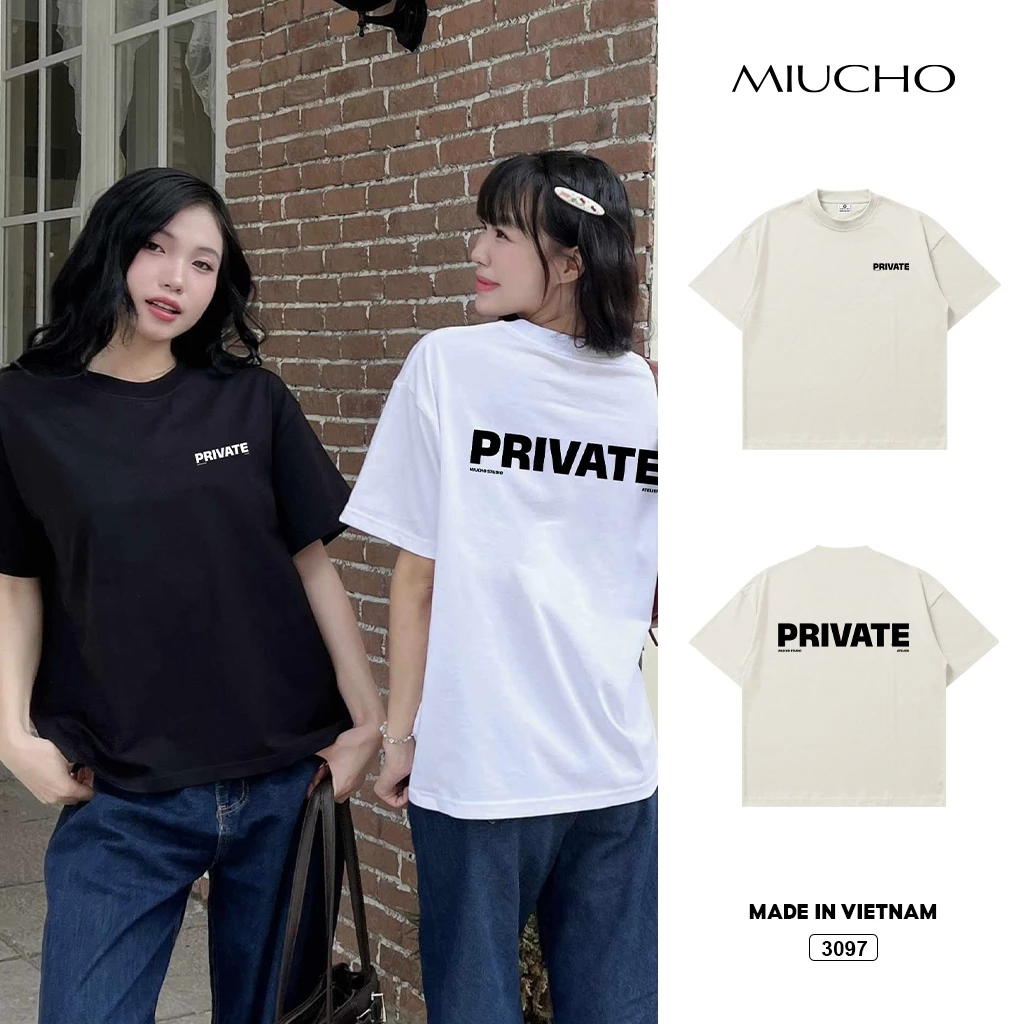 Áo thun boxy BST chữ basic dễ phối Miucho