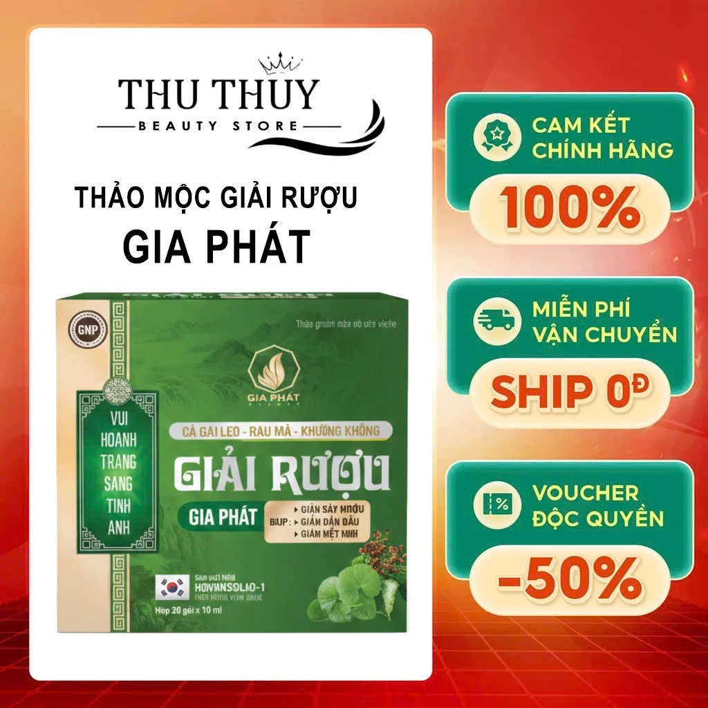[Chính Hãng] Nước Giải Rượu GIA PHÁT Hộp 20 Gói Hỗ Trợ Giải Rượu Bia, Giải Độc Gan Luffy Beauty