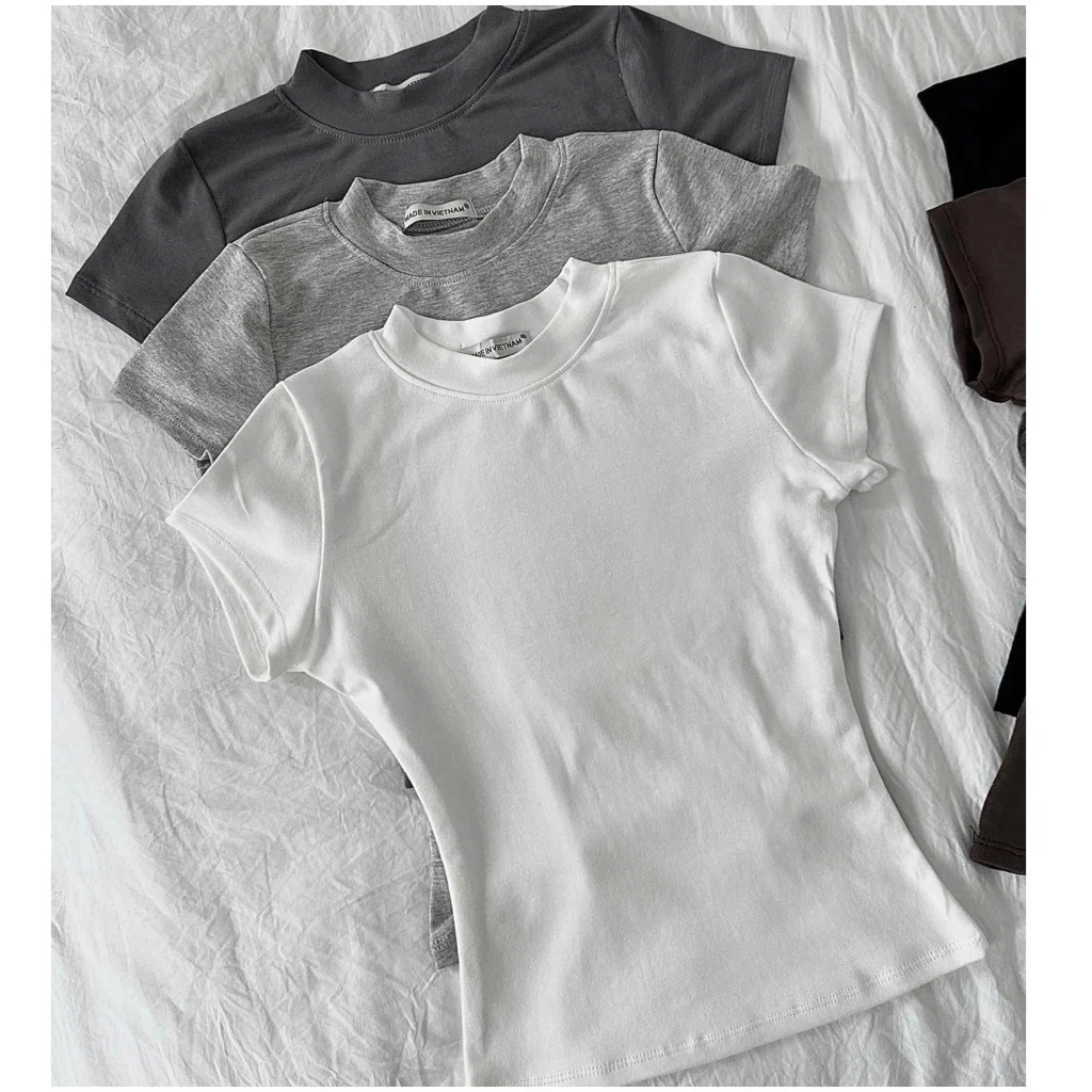 Áo thun trơn form ÔM babytee đủ màu basic chất liệu thun con giãn 4 chiều fit dáng siêu đẹp dễ mặc