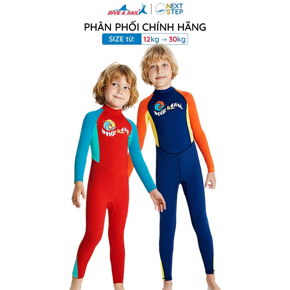 Đồ bơi bé trai Dive and Sail size 12-30kg tay dài quần dài chống nắng ngăn tia UV bảo vệ da