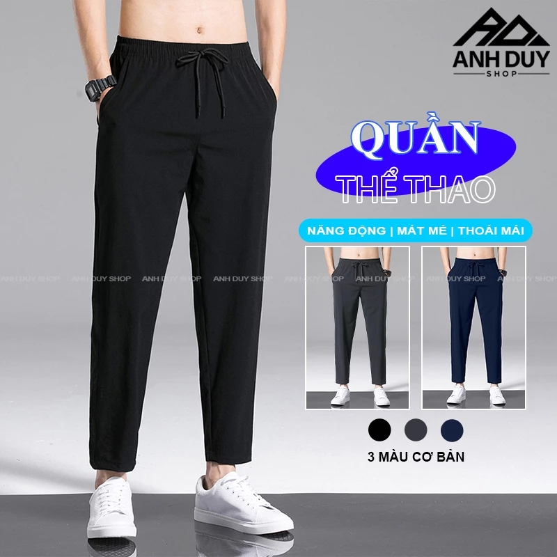 Quần Thể Thao Nam Nữ Dài Trơn Basic Thể Dục Ống Suông Thun Poly Unisex ANH DUY SHOP QD02 Hàng QC 2026