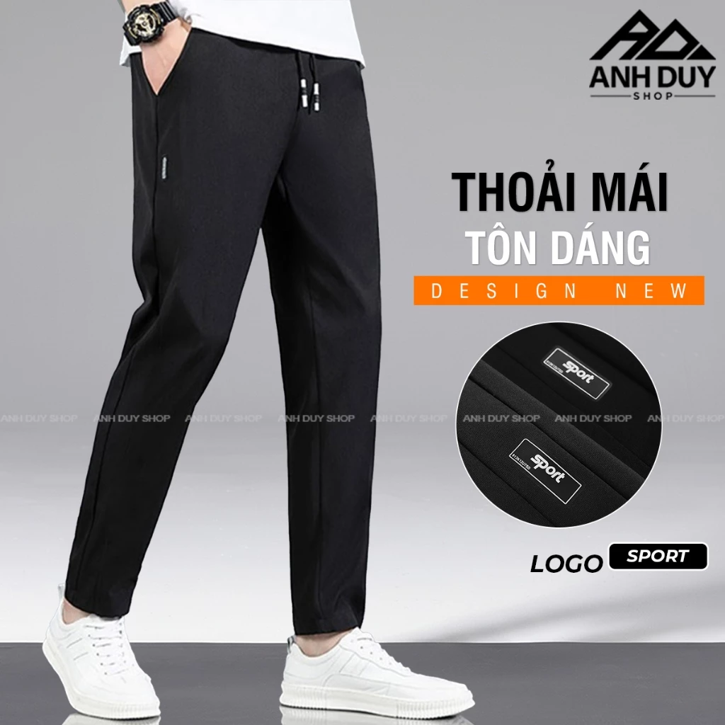 Quần Thể Thao Nam Nữ Dài Trơn Basic Phối Viền Ống Suông Thun Poly Thể Dục Unisex ANH DUY SHOP QD10 Hàng QC 2026