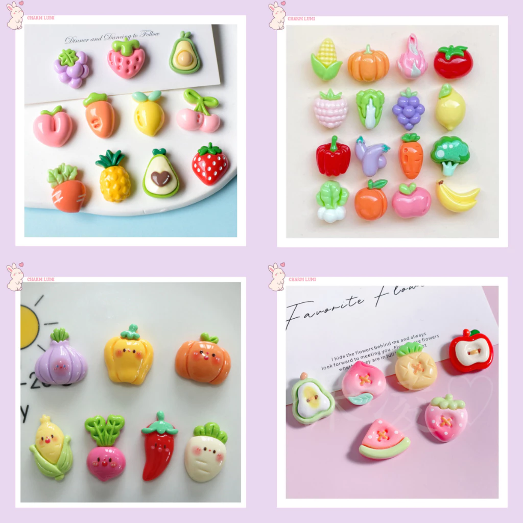 🍓Charm Trái Cây Bóng Sáng – Phụ Kiện Decor DIY, Trang Trí Tiểu Cảnh, Ốp Lưng, Hộp Bút,, Slime,...