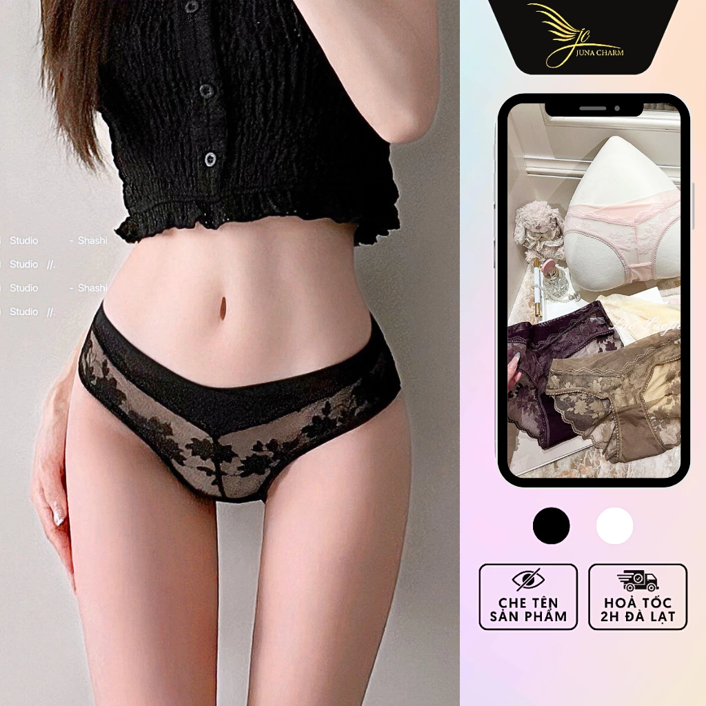 Quần Lót Ren Phối Voan, Quần Chip Cạp Vừa Xinh Xắn JUNA Freesize Thời Trang Đồ Lót Dành Cho Nữ Cao Cấp, 6 Màu/SP109