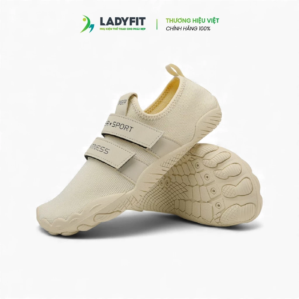 Giày Thể Thao Nữ Đế Bám Tập Gym – Cardio Pickleball – Thiết Kế màu Be