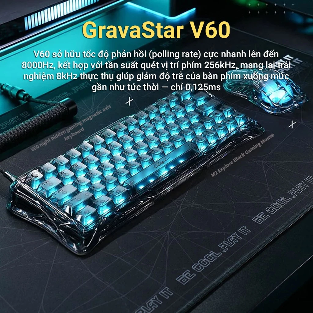 Bàn phím cơ Gravastar V60 - Công nghệ HE 4.0 - Switch UFO độc quyền -RT 0.005 mm - BH 12T