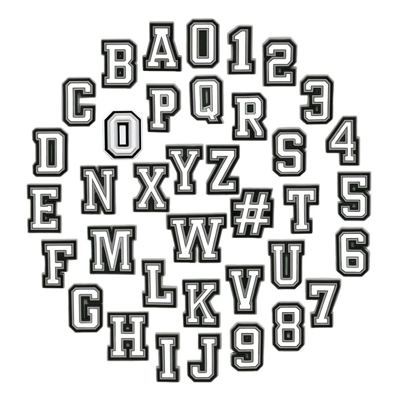 Charm Stickers/1pc Charm Stickers Dép Stickers Đen trắng Chữ tiếng Anh ABC/Số 123 Charm Stickers, Phụ kiện giày