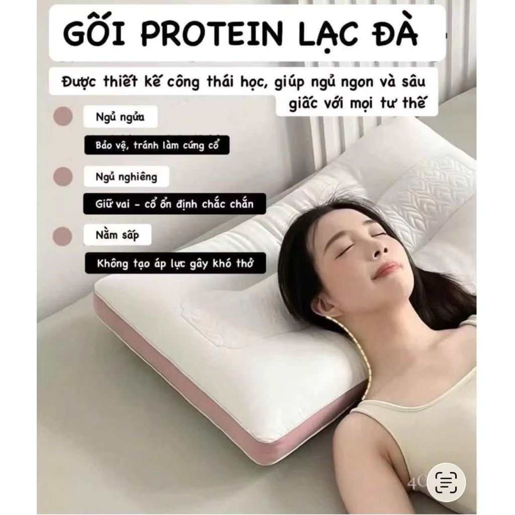 Gối lạc đà protein thiết kế công thái học kiểu mới ruột bông gòn kháng khuẩn hỗ trợ cổ vai gáy