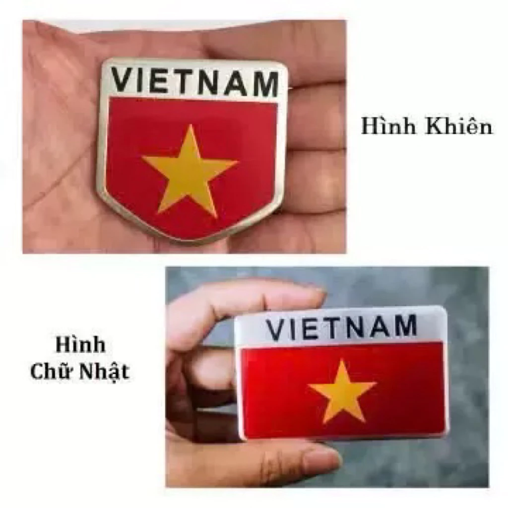 Tem Dán Xe Hợp Kim Kim Loại Màu Cờ Tổ Quốc - Miếng Dán Cốp, Capo, Thân Vỏ Chất Lượng Cao