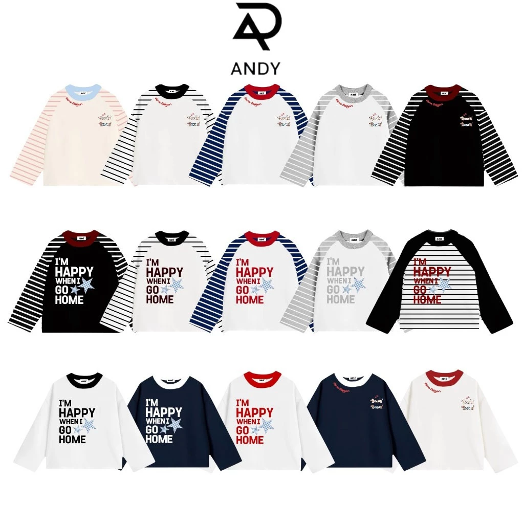 (MỚI VỀ) Aimesaigon Áo Thun Tay Dài kẻ sọc, Áo Thu Đông Raglan kẻ sọc Long Sleeve Boxy Cổ Tròn Unisex  AndyShop