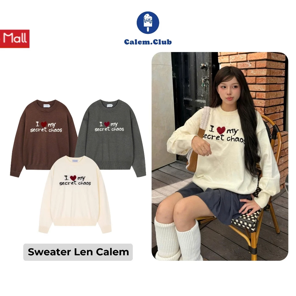 Calem.Club - Áo len Sweater SECRET CHAOS chất len dệt kim Premium cổ tròn form rộng unisex nam nữ thu đông