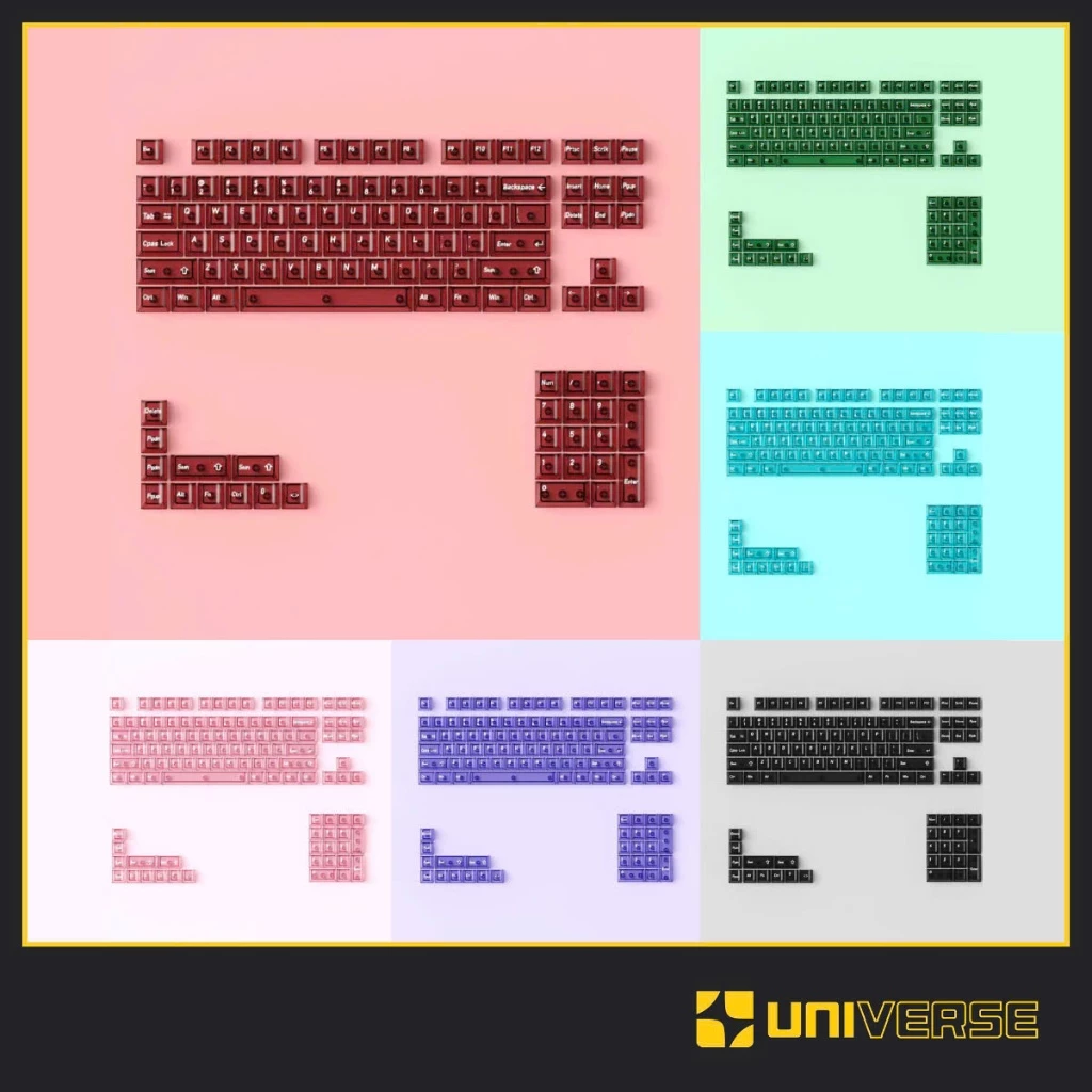 Keycap Trong Suốt Crystal Xuyên Led Nhựa PC in UV Profile Cherry 115 Nút Bàn Phím Cơ Universe