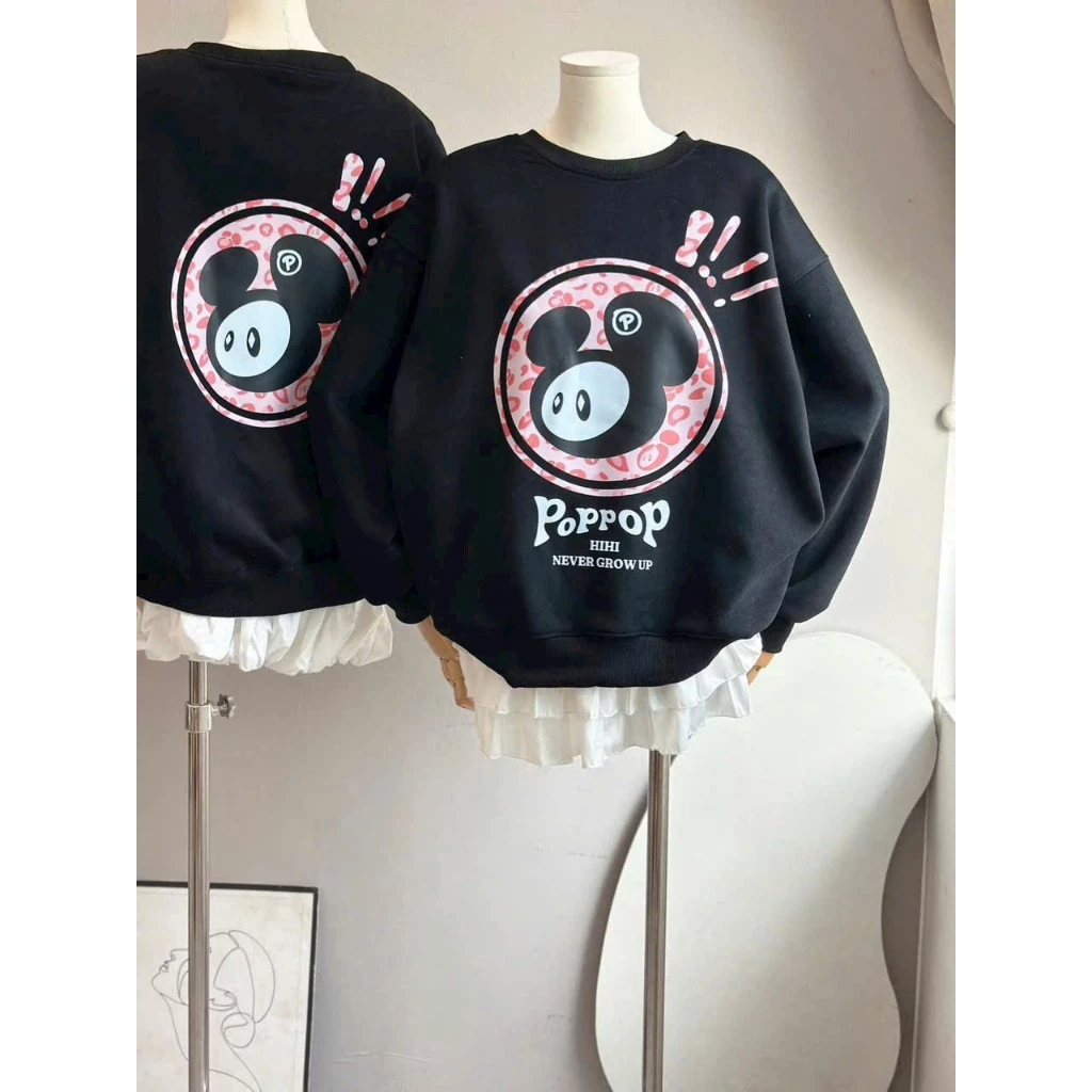 áo hoodie sweater Popop nam nữ Nỉ Dày Dặn Tay Dài Top Jacket Thời Trang Thu Đông