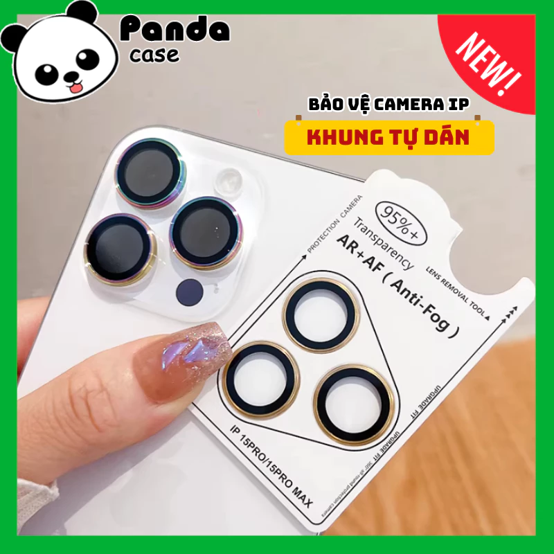 Kính Cường Lực Bảo Vệ Mắt Camera iPhone Khung Tự Dán Tiện Lợi, Chống Trầy Xước - iP 11/12/13/14/15/16/17/Plus/Pro/Max