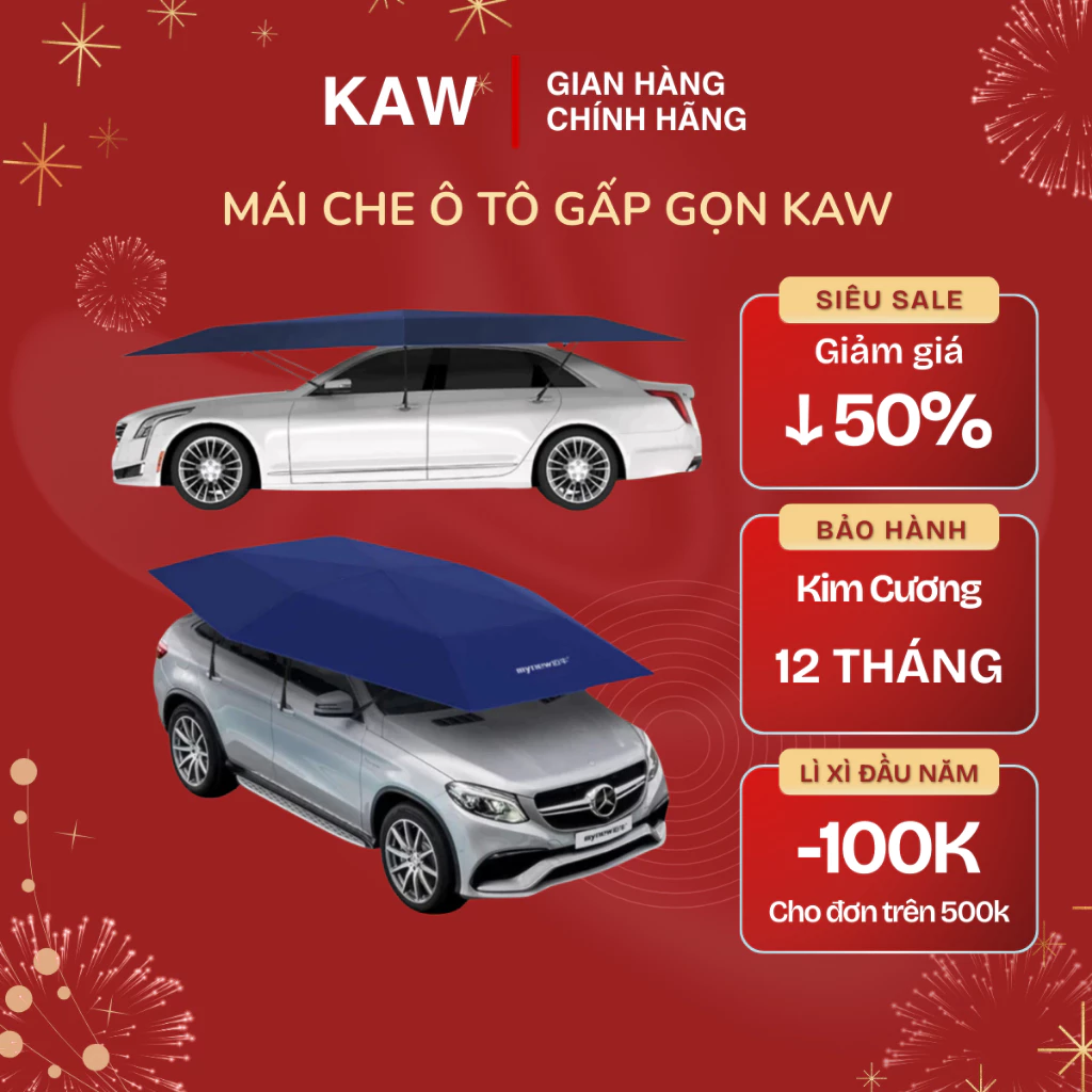 Mái che nắng ô tô gấp gọn KAW, có điều khiển từ xa thông minh, che mưa che nắng, bảo vệ xe
