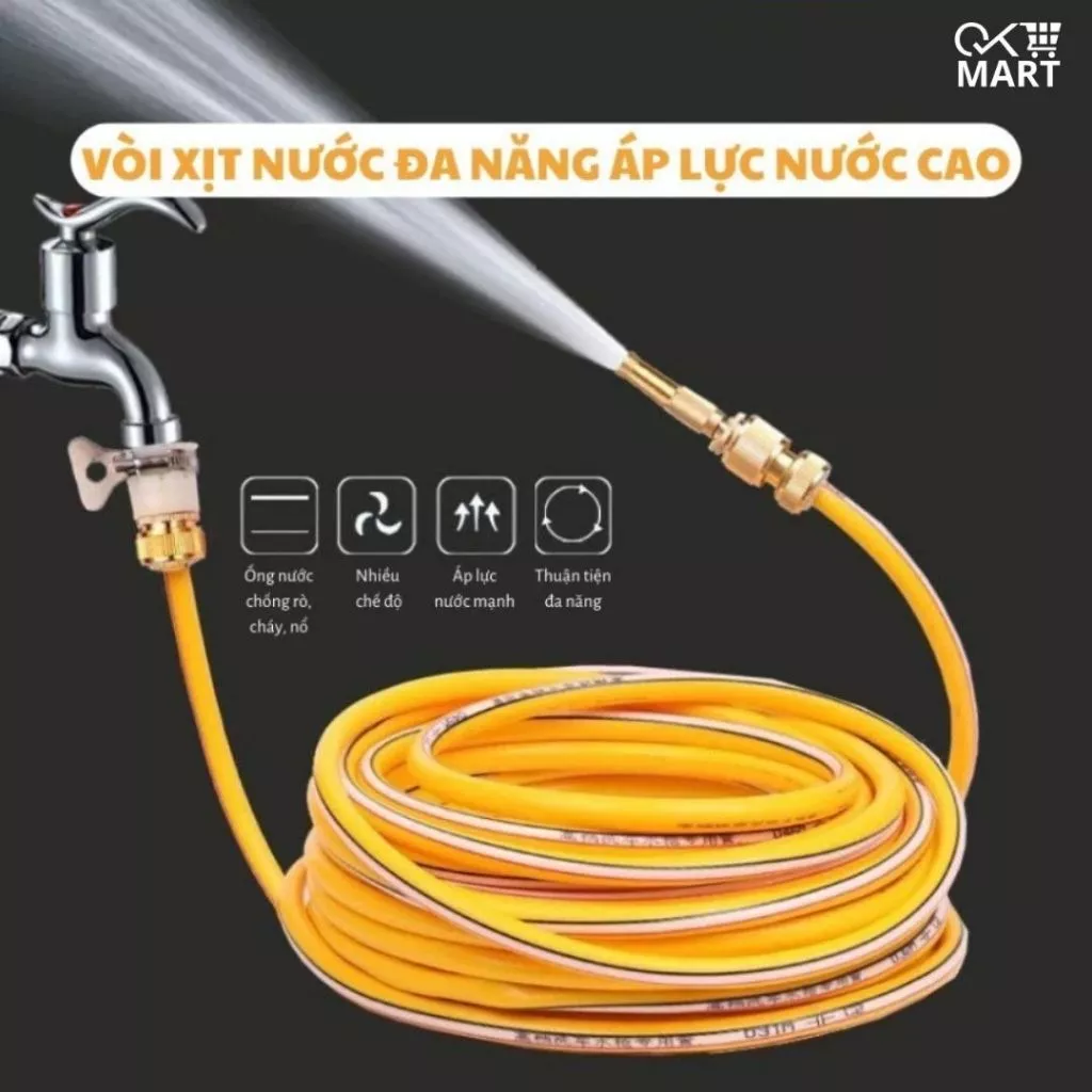 Bộ Vòi Xịt Tăng Áp 3 Chế Độ Chất Liệu Nhựa PVC Tưới Cây Rửa Xe Tiện Lợi