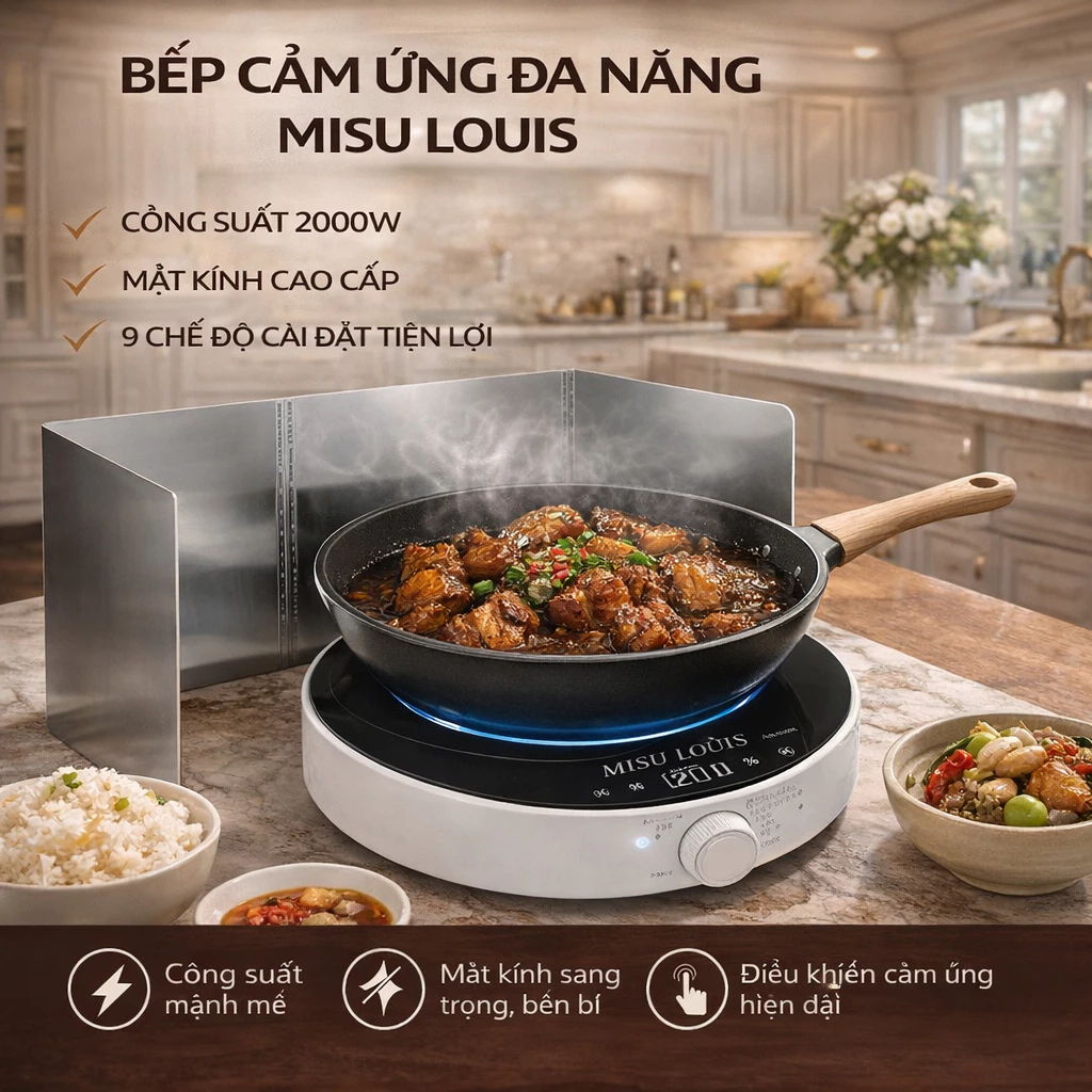 Bếp Từ Đơn MISU LOUIS MS 369 Công Suất 2200W - Đa Chức Năng Nấu Nướng, Điều Khiển Hiện Đại