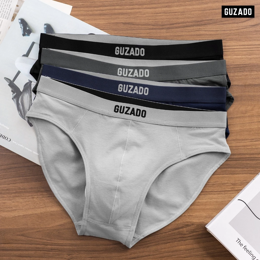 Combo 5 Sịp Tam Giác Cotton Nam GUZADO Cạp To Mềm Mại Không Lằn Bụng, Kháng Khuẩn Tốt  CB5-GIBF25A001(CHE TÊN)