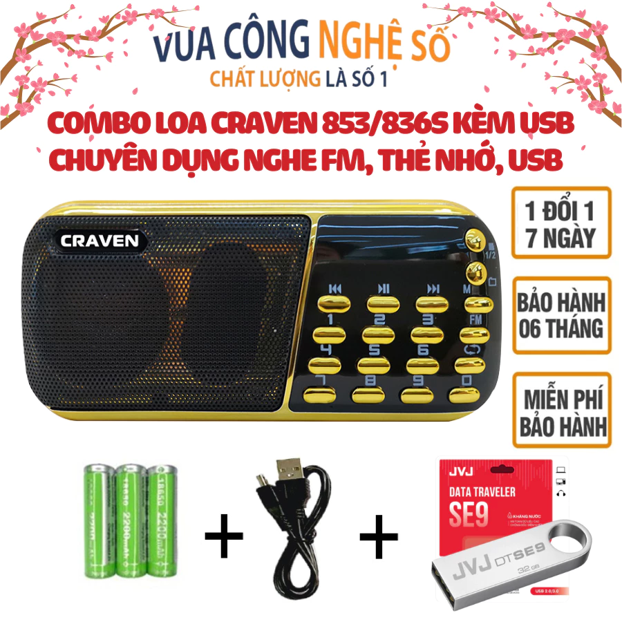 Loa tắm ngôn ngữ cho bé, đài nghe tiếng anh thơ truyện cho bé từ 0-9 tuổi, nghe radio FM craven 853/ 836s - Bảo hành 6T