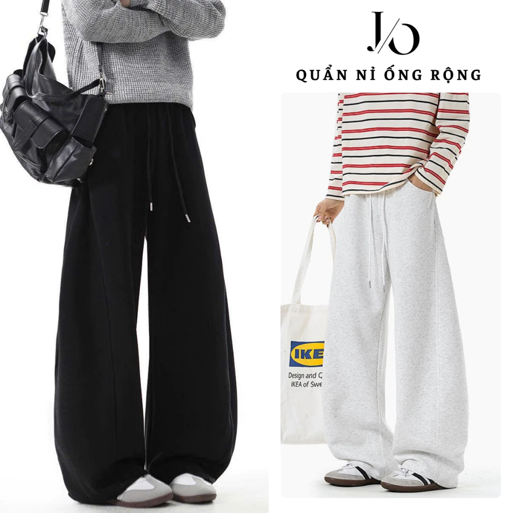Quần Nỉ Suông Ống Rộng Nam Cạp Chun Dây Rút Quần Nỉ 2 Da Unisex Phong Cách Thể Thao Năng Động JEAN