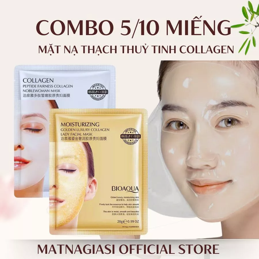 [Combo 5 - 10 Miếng] mặt nạ collagen - Mặt nạ thuỷ tinh Collagen  dưỡng ẩm, trắng da.
