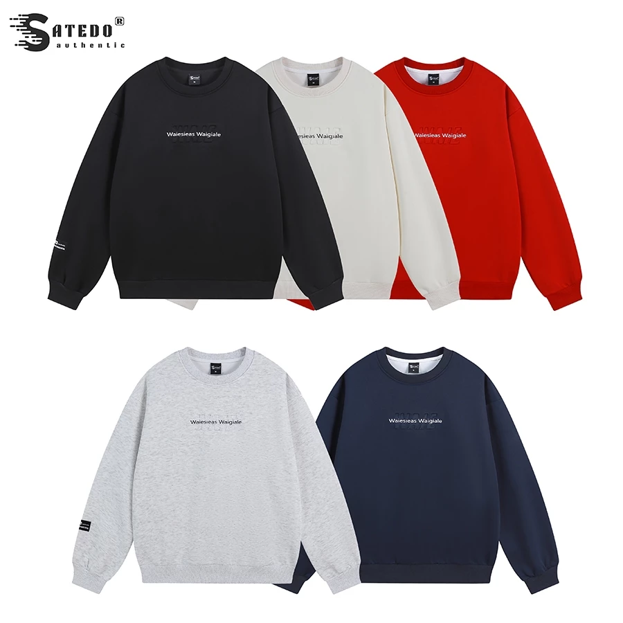 COMBO 2 Áo sweater SATEDO cổ tròn Unisex, chất vải Nỉ hai da dày dặn, phong cách trẻ trung với chữ nổi WAIE mã SP: AN61
