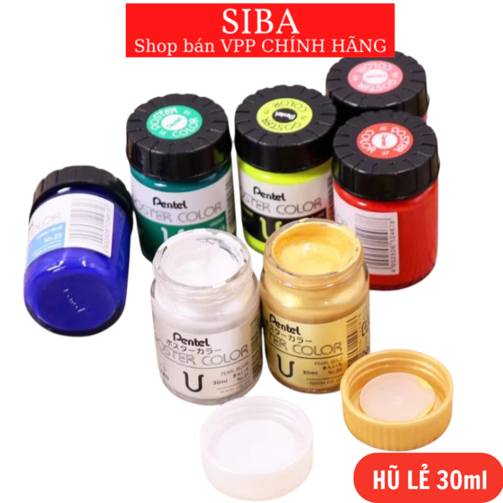 Màu poster Pentel hũ lẻ lọ thủy tinh 30ml full màu từ No.01 đến No.91