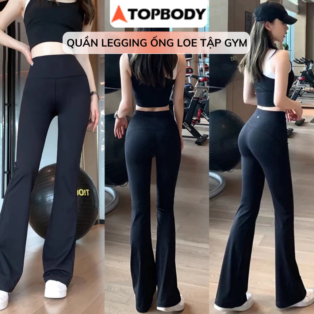 Quần Legging Ống Loe Cạp Cao Nâng Mông Thể Thao Nữ Tập GYM Yoga Siêu Co Giãn Tôn Dáng TOPBODY - QUAYG10