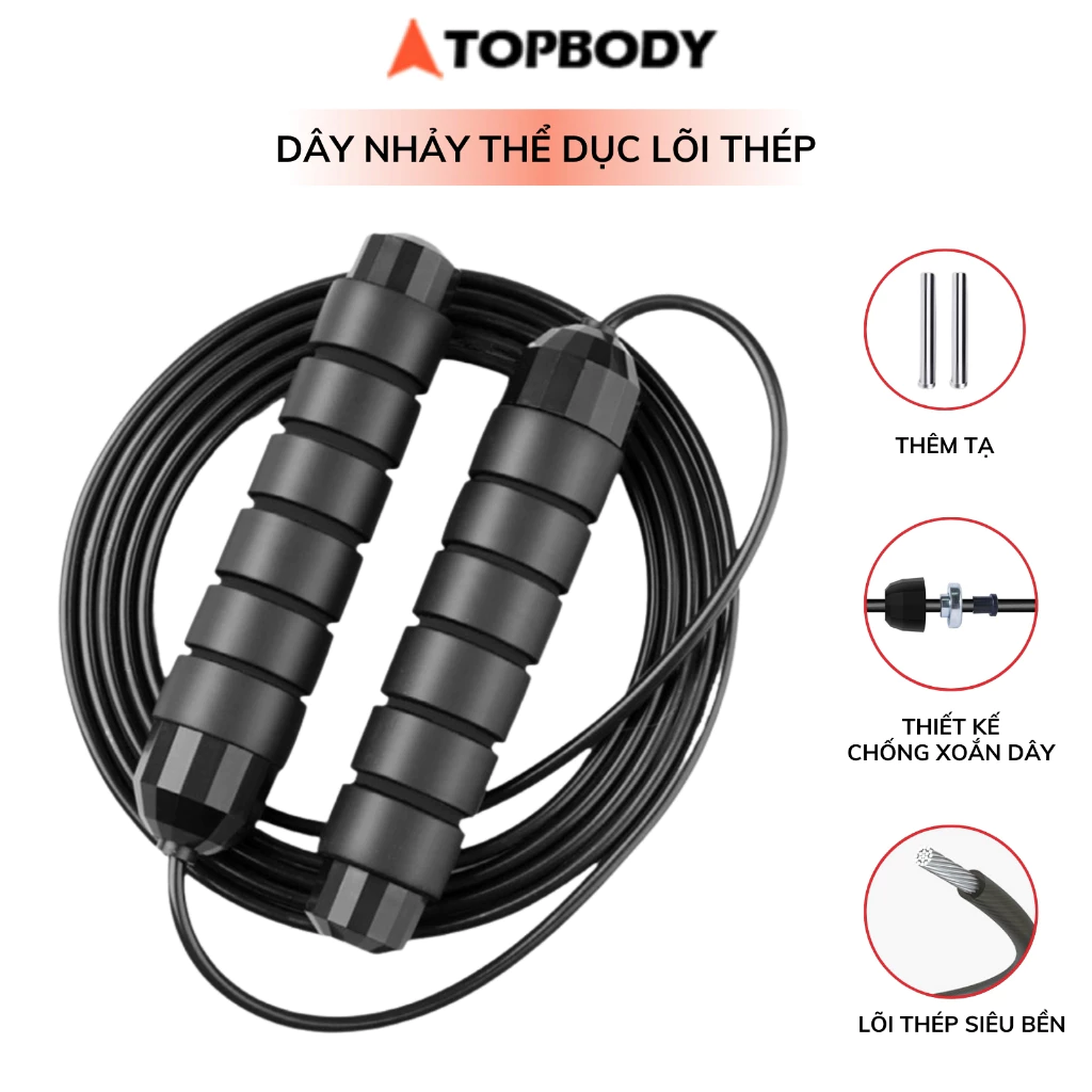 Dây nhảy thể lực đàn hồi 2.9m chính hãng TopBody, hỗ trợ luyện tập thể dục, thể thao tiện lợi tại nhà-DNHAY01