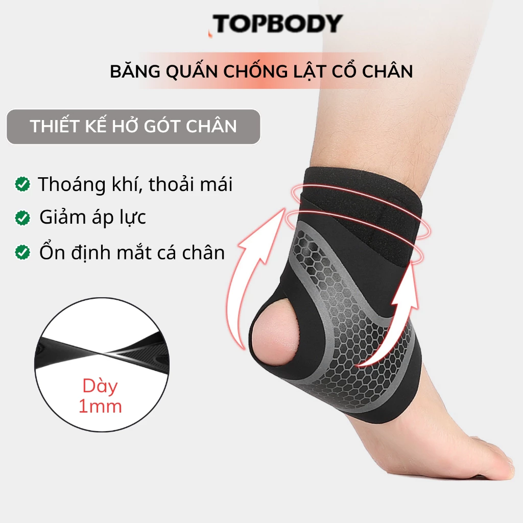 Băng quấn chống lật cổ chân TOPBODY băng quấn đàn hồi bảo vệ cổ chân chơi thể thao đá bóng EFFORT SPORT- BCHAN01
