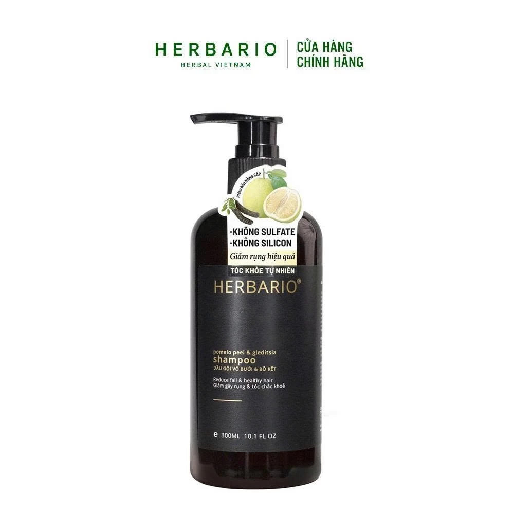 Dầu gội vỏ bưởi và bồ kết Herbario 300ml thuần chay -  không sulfate không silicon