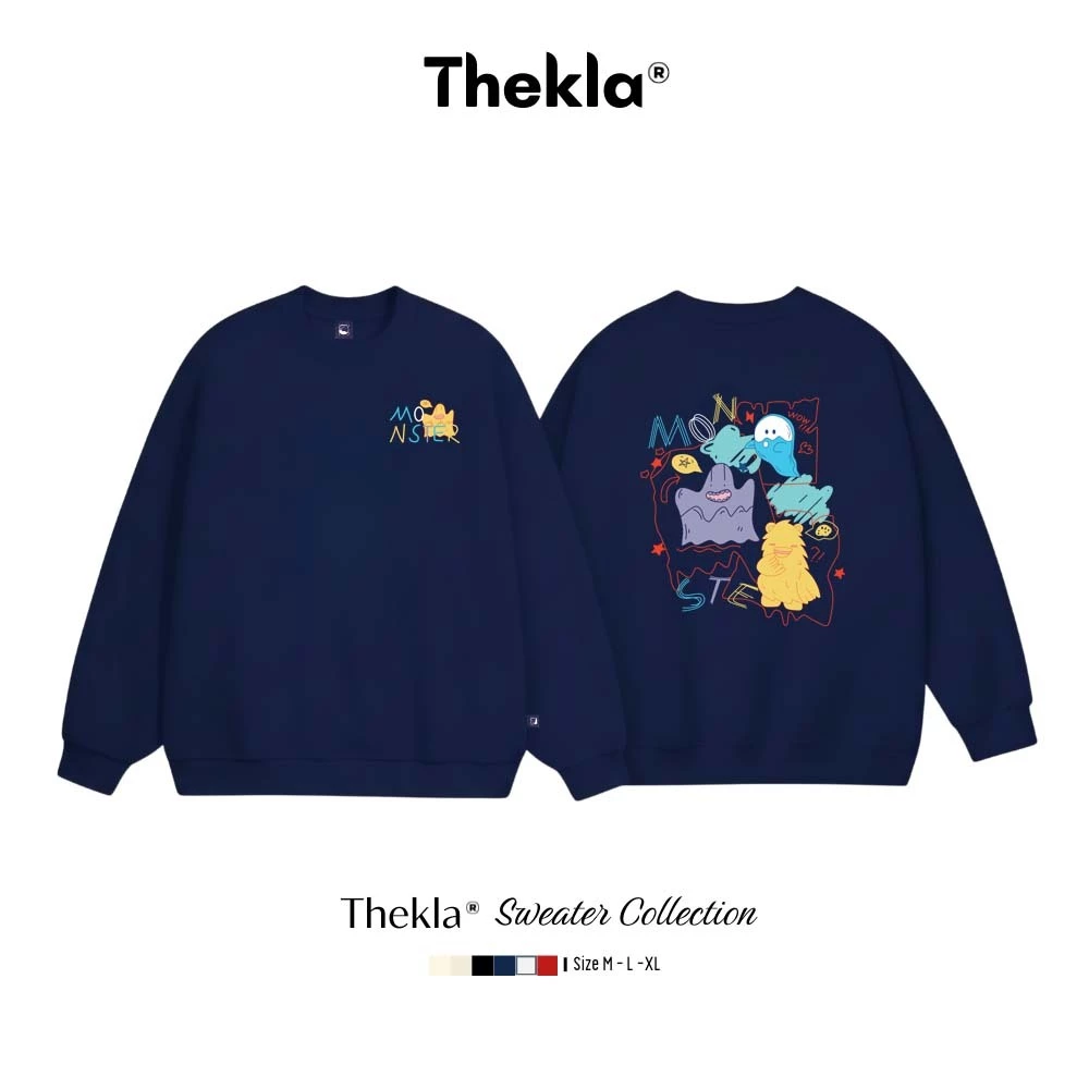 Áo Sweater THEKLA BST199 Hình Monster - Áo Nỉ Lông Cáo Cao Cấp, Form Rộng Oversize