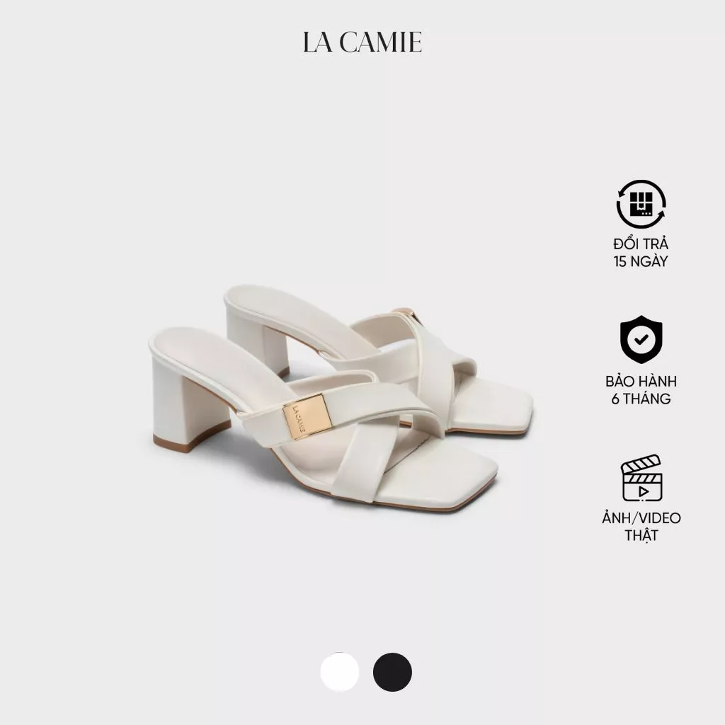 Dép cao gót chất liệu da microfiber với thiết kế đơn giản thương hiệu La Camie DC5B0138
