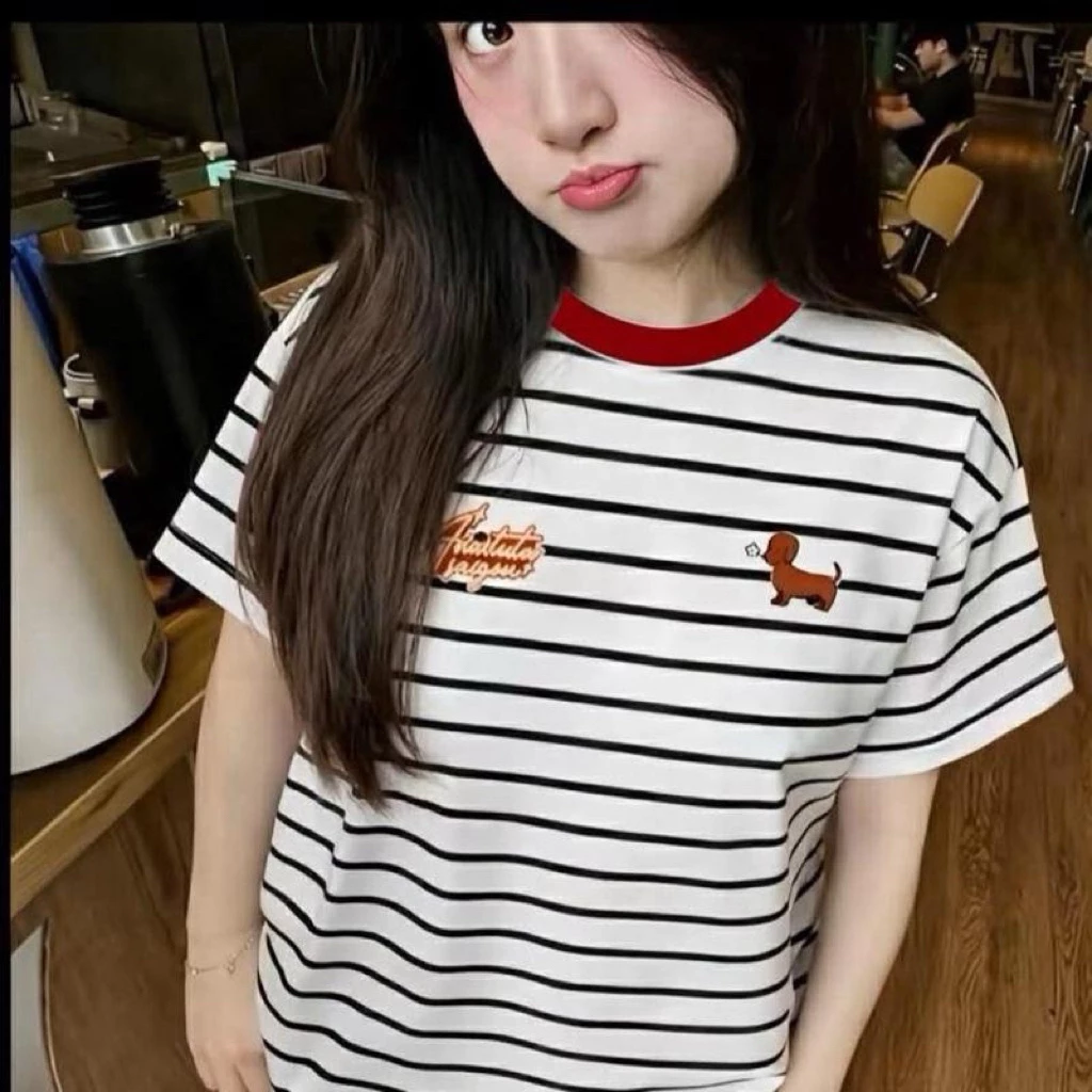 Áo Thun Sọc Đen Trắng Thời Trang Unisex Phù Hợp Phong Cách Hiện Đại - Ame Cộc Tay