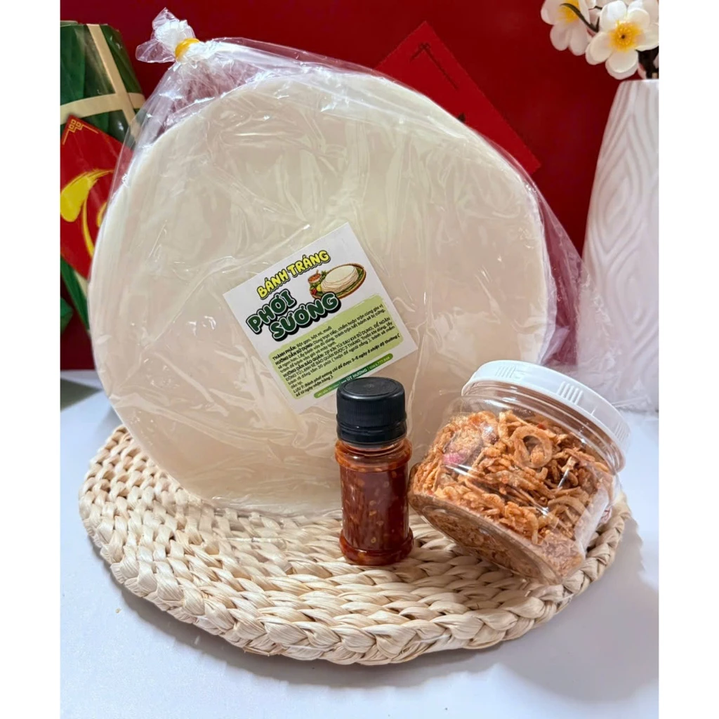 COMBO Bánh Tráng phơi sương + muối tép hành phi cao cấp + ớt rim
