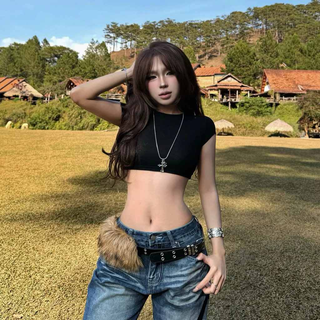 [ RINA TOP ] Áo thun ôm Slimfit crop hở lưng đan dây nhiều màu | BY DANEJI