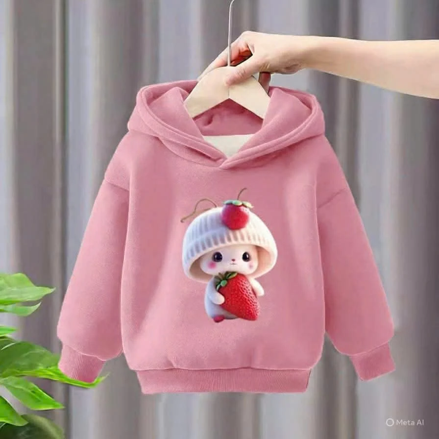 Áo Hoodie Thu Đông Chất Liệu Nỉ Dành Cho Bé Gái Size 14-44kg Mềm Mại Giữ Ấm Thiết Kế Đơn Giản Hình CUTE Phù Hợp Nhiều Độ