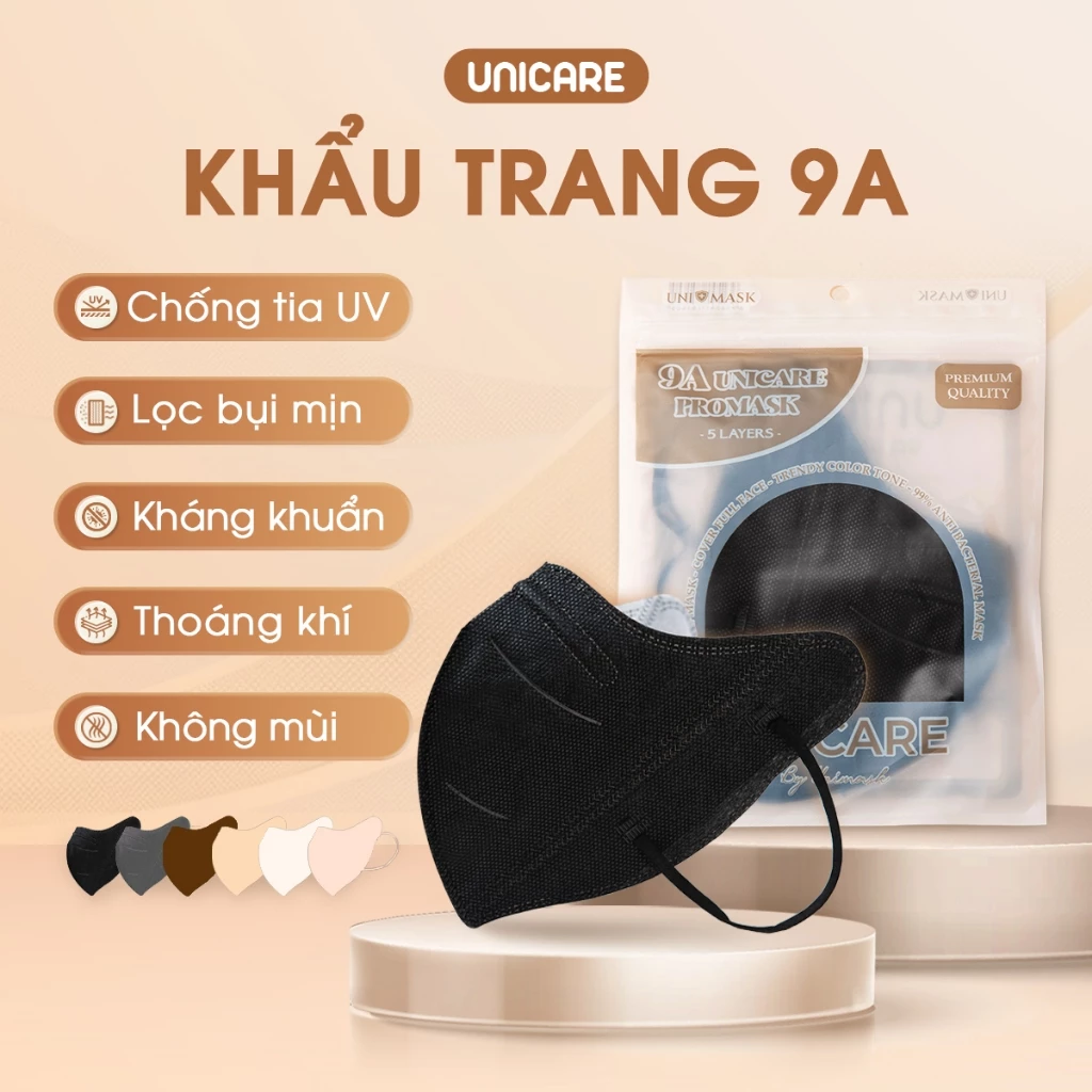 [UNICARE] COMBO 200 chiếc Khẩu Trang 9A Pro Mask Lọc Bụi Mịn, Vải Cao Cấp Thoáng Khí
