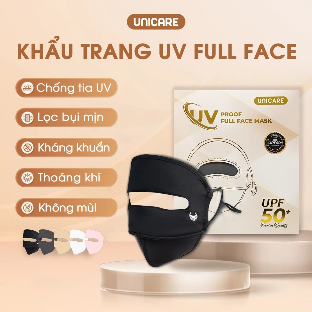 [UNICARE] COMBO 2 Khẩu trang toàn mặt Unicare Full Face – Chống nắng UPF50+, 2 lớp, chống tia UV, thời trang