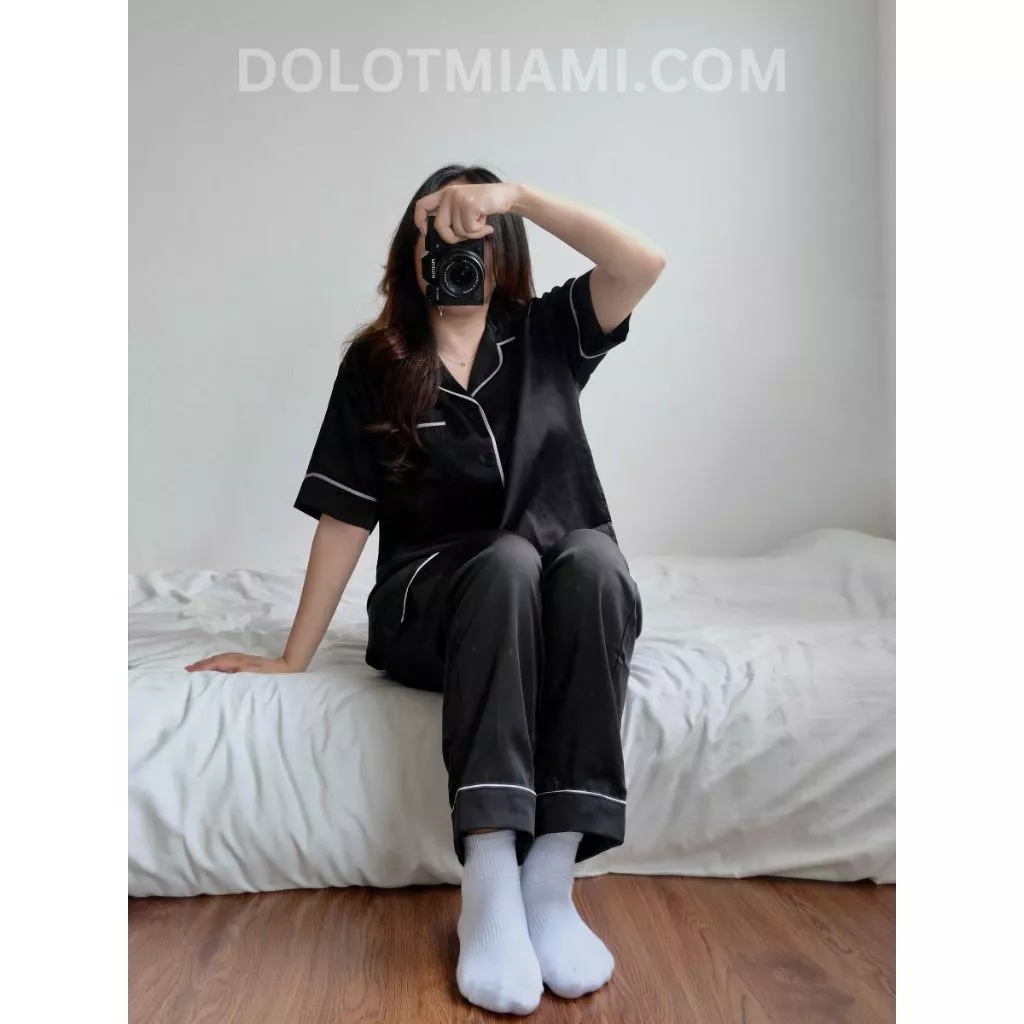 [ẢNH THẬT] Pijama lụa Latin màu đen - Đồ ngủ nữ - Đồ mặc ở nhà