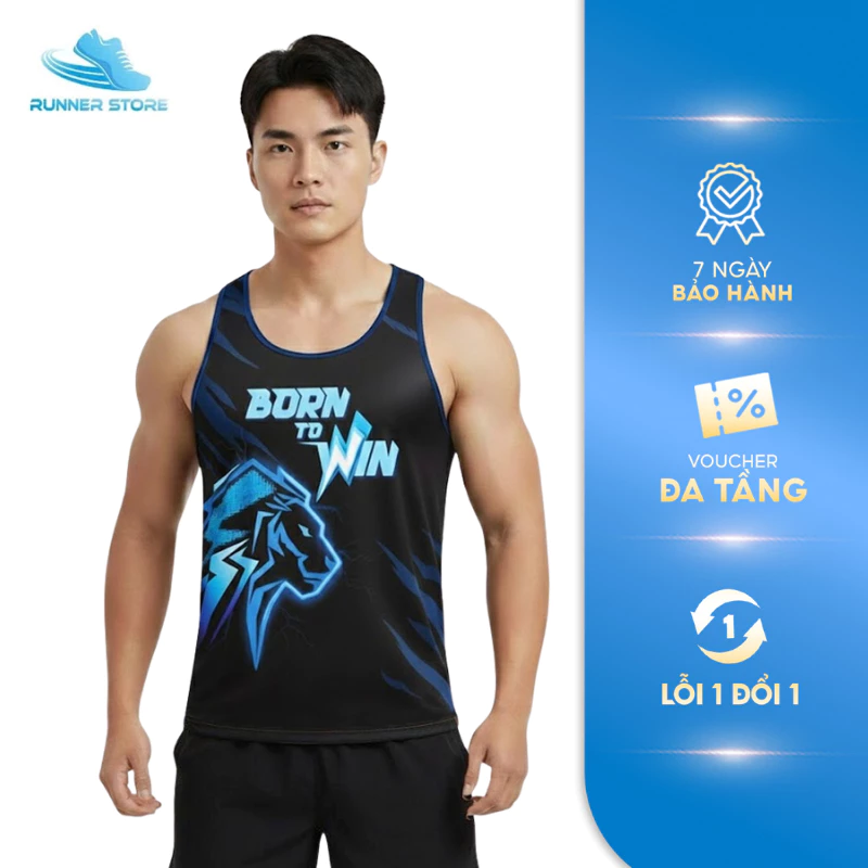 Áo thể thao chạy bộ Singlet Goya Born To Win năm 2026 - Siêu nhẹ, thấm hút nhanh khô, co giãn vận động thoải mái